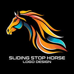 Sliding Stop Horse Vector Logo Design