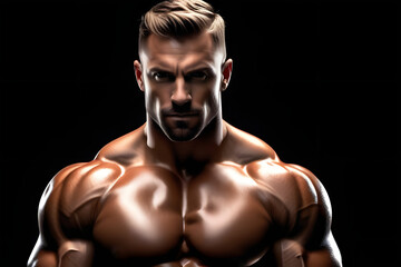 Fototapeta na wymiar Muscular Man Posing for Picture