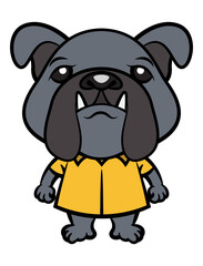 Funny Bulldog cartoon characters wearing summer shirt. Best for sticker, logo, and mascot with Pet themes