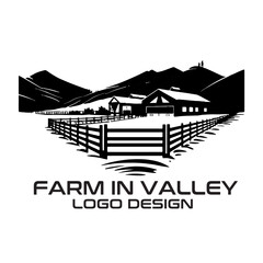 Naklejka premium Farm In Valley Vector Logo Design