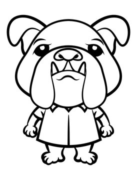 Funny Bulldog cartoon characters wearing summer shirt. Best for coloring book, logo, and outline with Pet themes