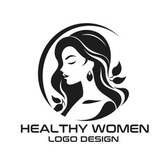 Healthy Woman Vector Logo Design