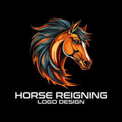 Horse Reigning Vector Logo Design