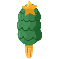 Vector Christmas ice cream illustration. New year hand painting cakesicle isolated on white background. For designers, food decoration, menu, shop, for postcards, wrapping paper, covers.