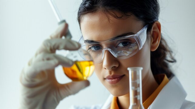 portrait of a female researcher scientist carrying out experiments