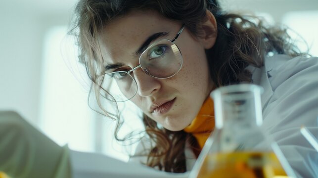 portrait of a female researcher scientist carrying out experiments