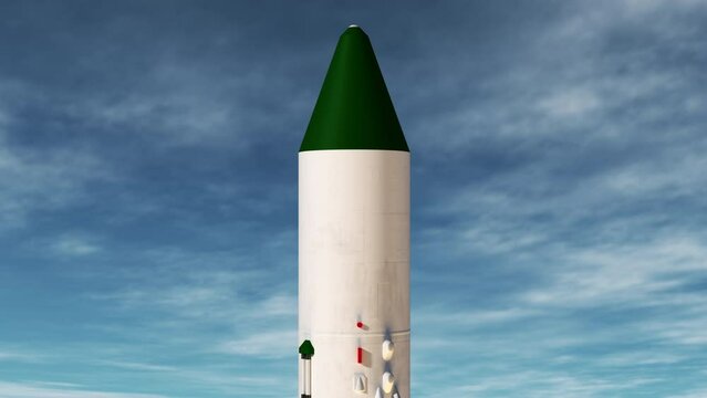 Launch of a cargo carrier rocket. 4k. 3d animation.