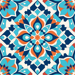 Fototapeta premium Colorful seamless pattern of Islamic background. Abstract ornament mosaic texture and ceramic tiles.