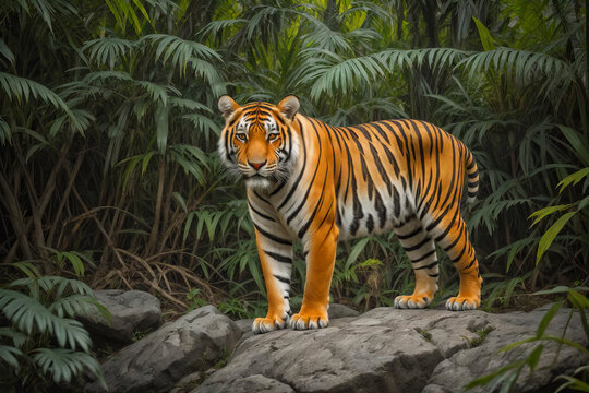 Bengal tiger walking in the jungle