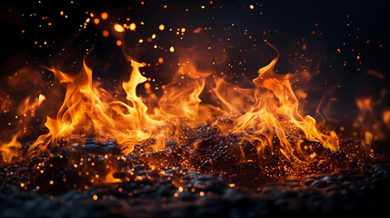 Fototapeta na wymiar Close-up view of flames on black background