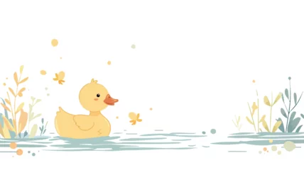 Fotobehang Flat color illustration of cute duck vector © iclute