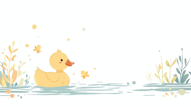 Flat color illustration of cute duck vector