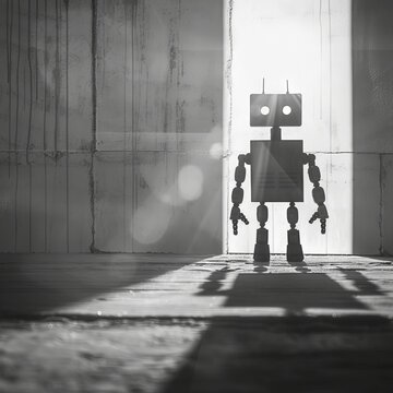 Robot casting an AI shadow technology