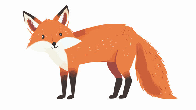 Fox in hand-drawn style for cards fabric