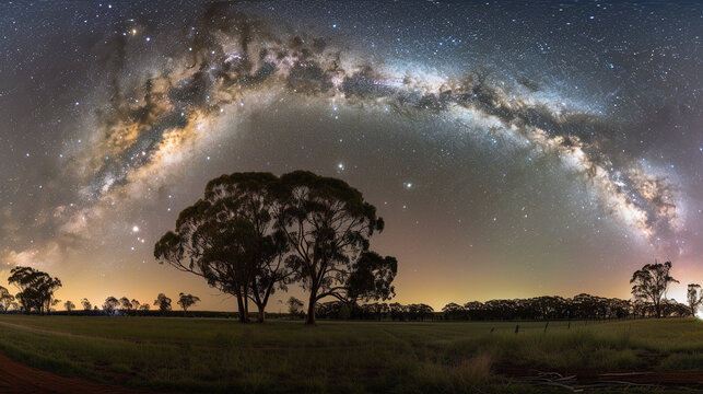 Milky Way Panoramas: Photograph panoramic views of the Milky Way galaxy arching across the night sky. These images convey the vastness and beauty of our own galaxy. Generative AI