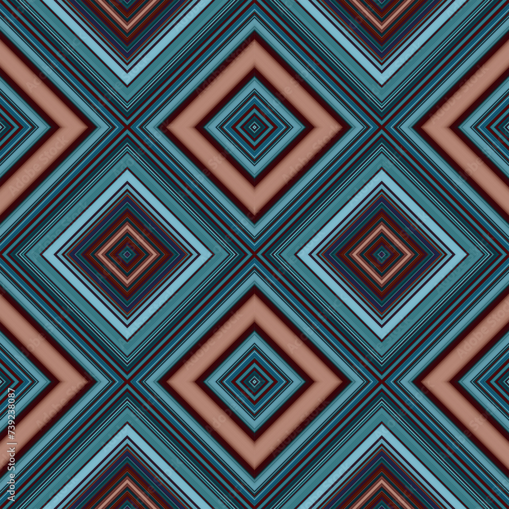 Wall mural rhombus and square seamless pattern. the pattern is colored diagonal lines