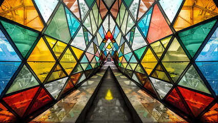 Kaleidoscope Vision: Abstract Stained Glass Geometry