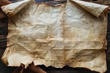 Old parchment paper, aged edges and faded writing, vintage texture, historical feel
