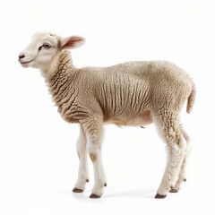 cute young sheep isolated on white background