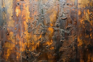 Naklejka premium Industrial grunge and a weathered look are captured in this rusty metal surface with scratches and stains