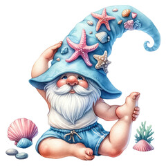 Beach theme Gnome with Starfish and Seashells