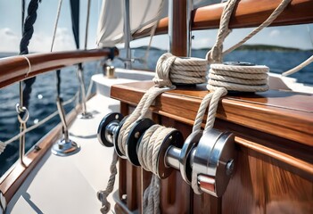 ropes on a sailboat - obrazy, fototapety, plakaty