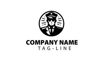 security agency guard mascot logo icon , black and white guard mascot logo icon