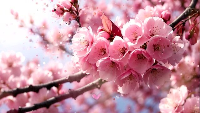 beautiful cherry blossoms distort effect.