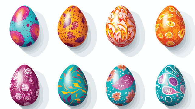 Happy Easter. Set of Easter eggs with differ