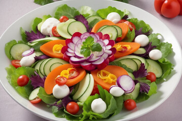 salad of vegetables beautifully laid on a plate