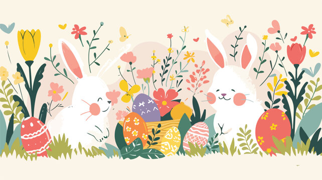 Happy Easter decorated Easter card banner