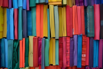 Many color books patterns background. Large group of books web banner, background. Huge stack of multicolored books