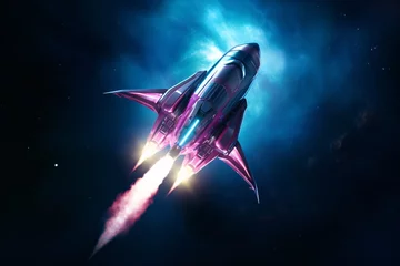Poster a pink and purple space ship © Pavel22