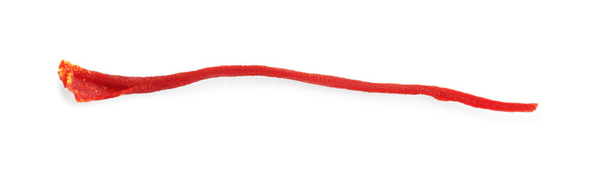 Stigma of aromatic saffron isolated on white, top view