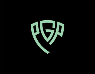 PGP creative letter shield logo design vector icon illustration