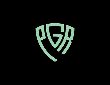 PGR creative letter shield logo design vector icon illustration