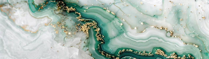 Crédence de cuisine en verre imprimé Cristaux Opulent Oasis: Green Marble Wallpaper