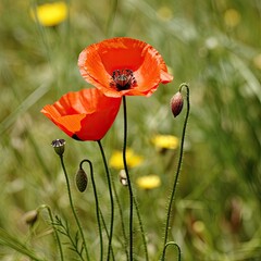 Obraz premium red poppy flower