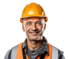 Happy builder or construction worker, cut out
