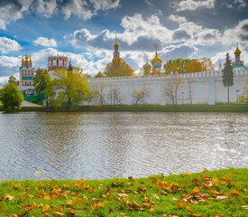 Novodevichiy convent. Sunny autumn day. Moscow. Russia - 739248429