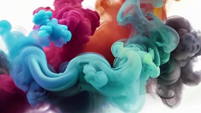 Video, background. Colored smoke moves on a white background. AI generative.