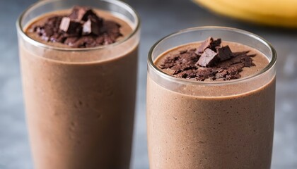 Chocolate smoothie with brownie on top