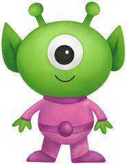 Alien cartoon Watercolor