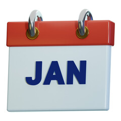 january month calendar 3d illustration