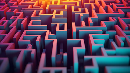 Obraz premium Abstract colorful maze wallpaper, colorful puzzle