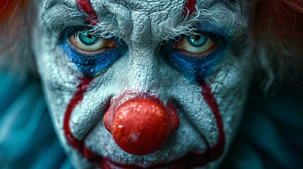 Evil old clown, horror stories concept