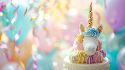 Obraz premium Colorful Unicorn-Themed Birthday Cake 