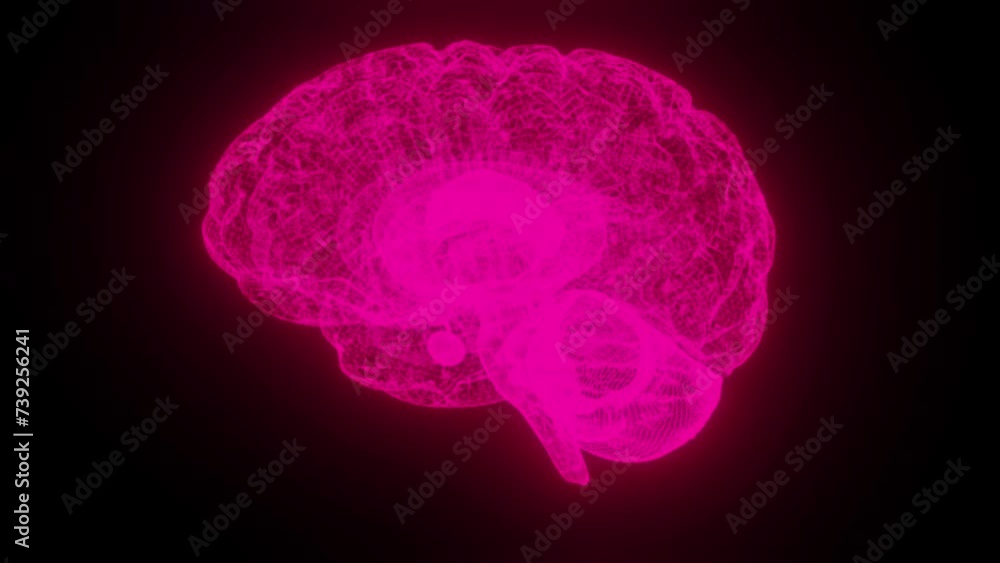 Poster digital brain with lines. computer generated 3d render
