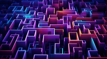 Obraz premium Abstract colorful maze wallpaper, colorful puzzle