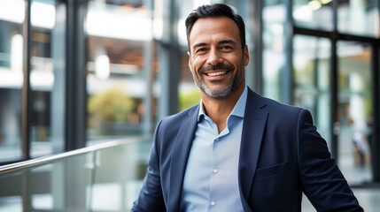 Fototapeta premium Confident Businessman Smiling in Urban Environment